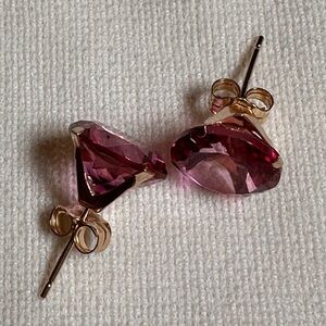 Ross-Simons 8.70 ct. t.w. Pink Topaz Stud Earrings in 14kt Yellow Gold